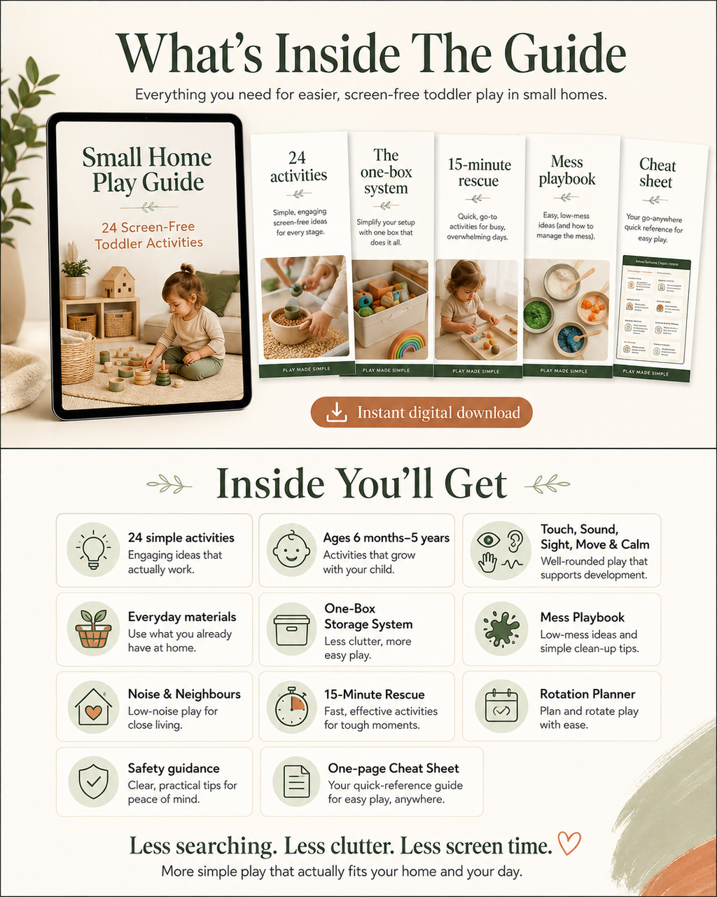 Small Home Play Guide — 24 Screen-Free Toddler Activities (Created by someone who’s been there)
