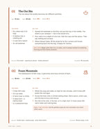 A sample activity page, with materials, three steps and the mess and noise ratings